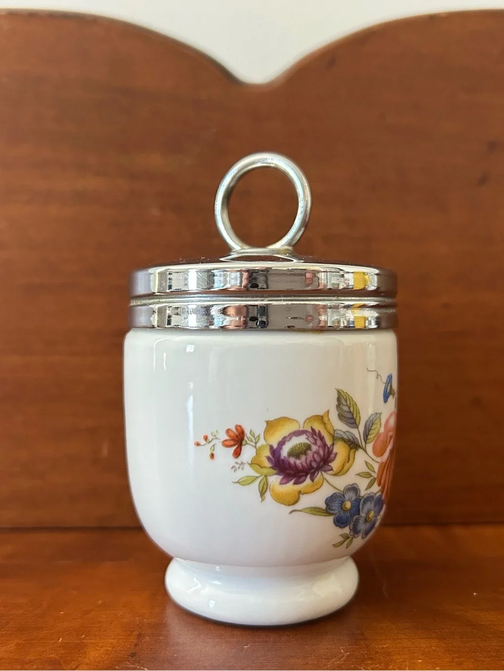 Royal Worcester Bournemouth Rose Egg Coddler 3.5” tall x 2 1/8” wide